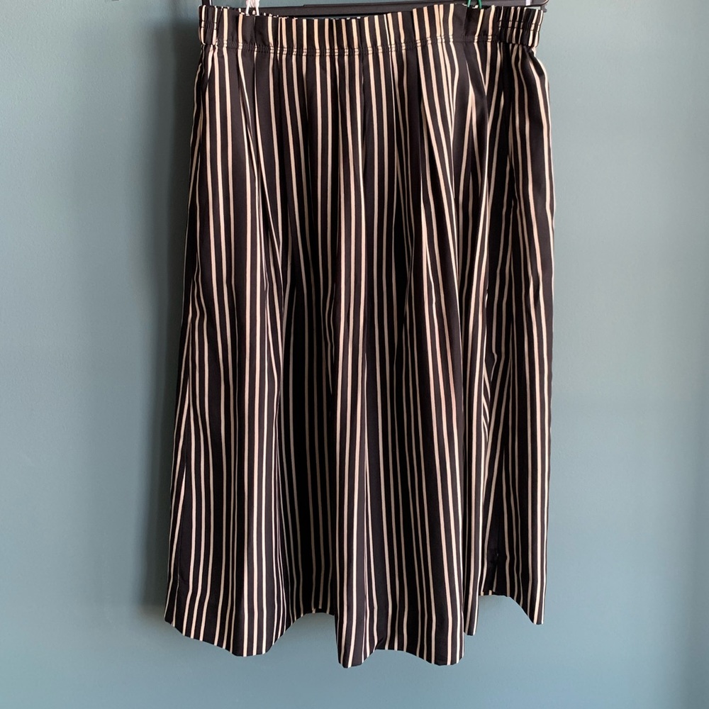 J. Crew Black and White Striped Midi Skirt